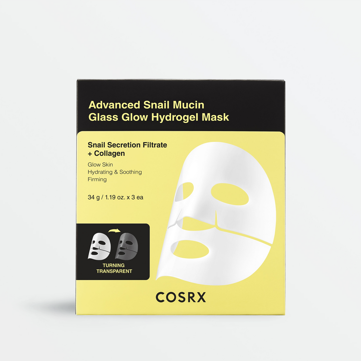 Masques hydrogel Cosrx Advanced Snail Mucin Glass Glow, 3 pièces