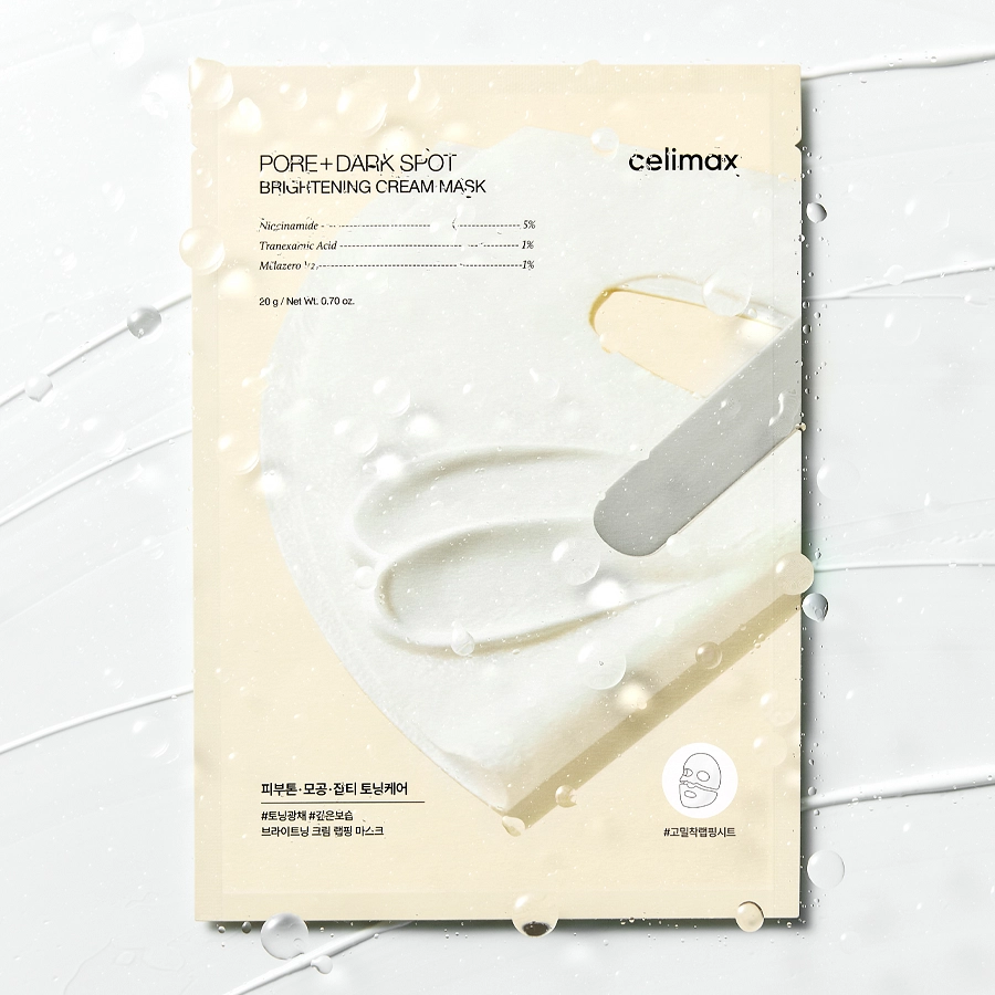 Sachet de masque, avec les mentions niacinamide, acide tranexamique et Melazero V2