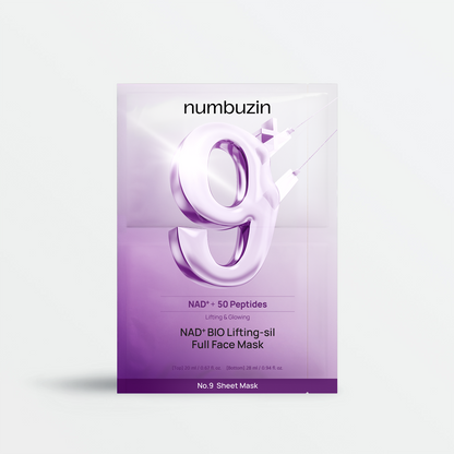 Masques en tissu Numbuzin No.9+ NAD+ Bio Lifting-sil Full Face Pack Sheet, 4 pièces