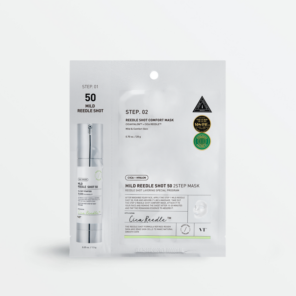 Masque en deux étapes VT Cosmetics Reedle Shot 50, 1 pièce