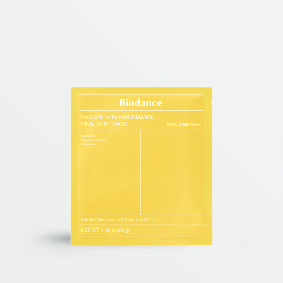 Masques hydrogel Biodance Radiant Vita Niacinamide Real Deep Mask, 4 pièces