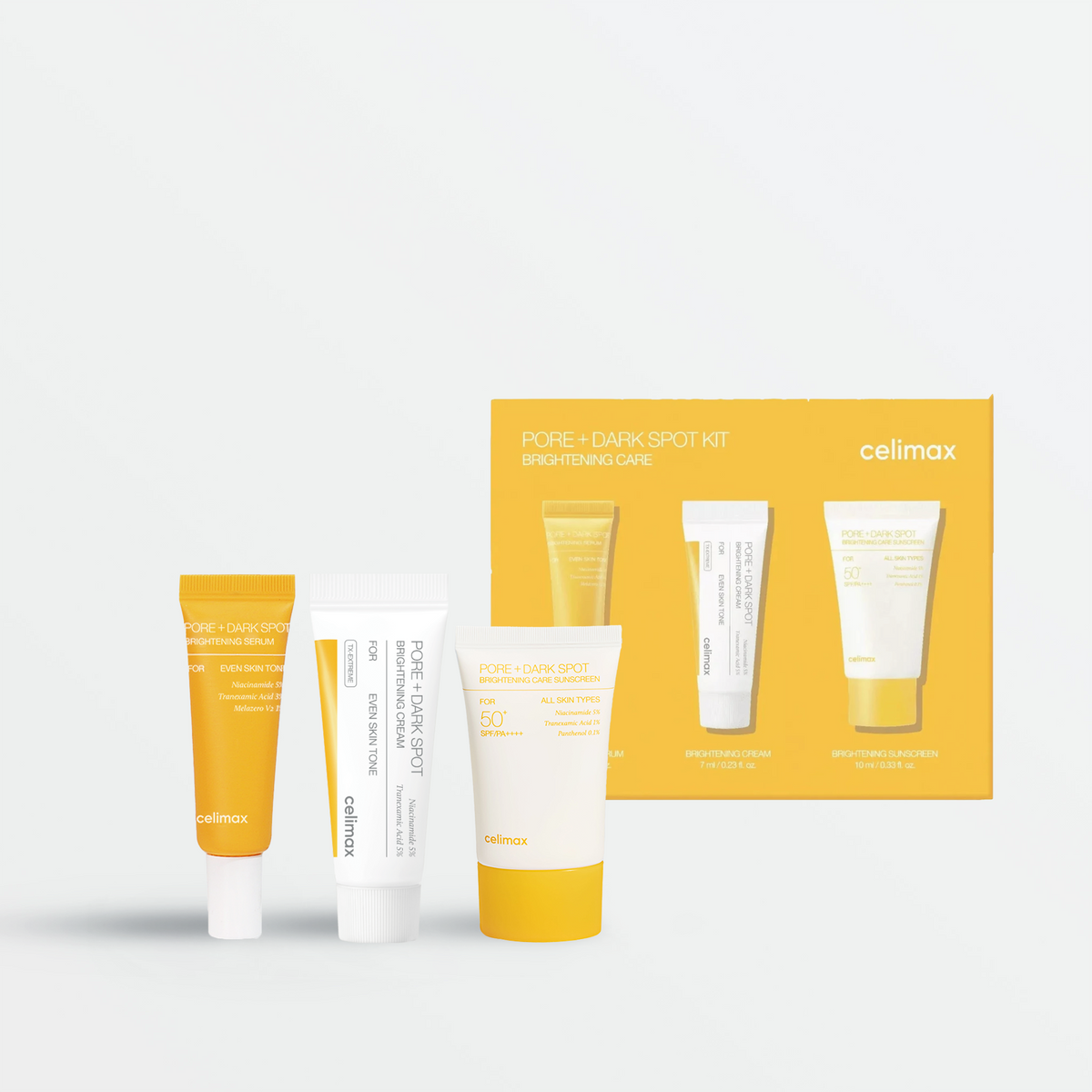 Coffret Celimax Pore + Dark Spot Brightening Kit, 3 soins