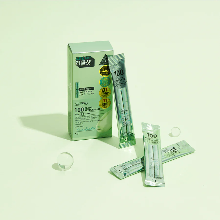 Boîte verte accompagnée de plusieurs sachets individuels allongés
