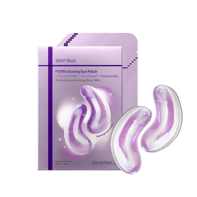 Sachets violets et patchs hydrogel présentés côte à côte