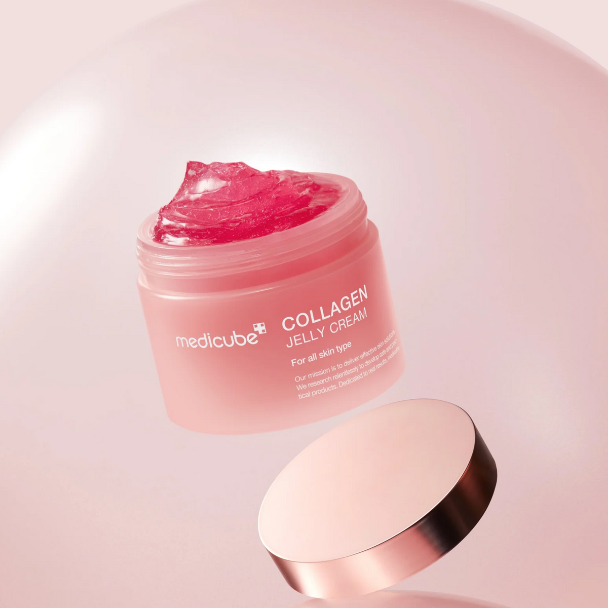 Pot rose ouvert montrant une texture de gel rose vif