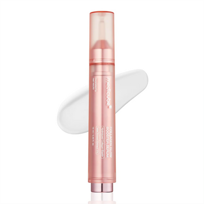 Applicateur rose de sérum devant une trace blanche