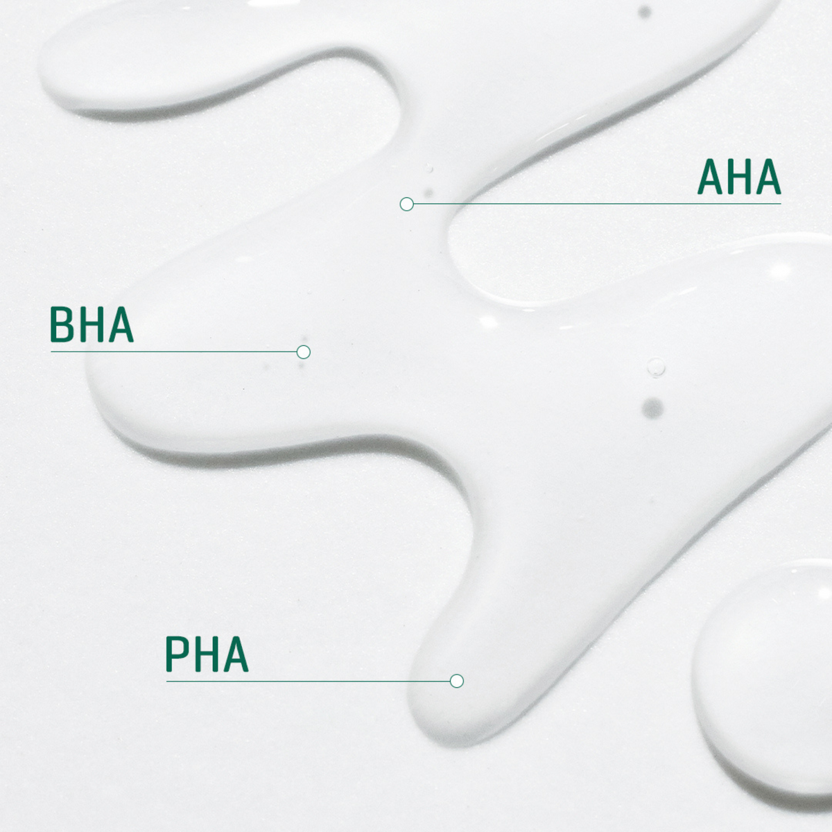 Texture transparente présentant les exfoliants AHA, BHA et PHA