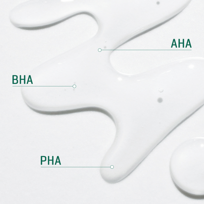 Texture transparente présentant les exfoliants AHA, BHA et PHA